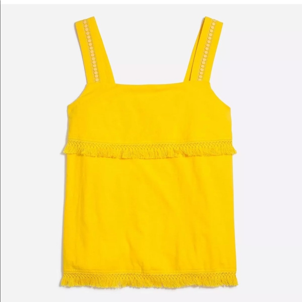 J. Crew Top Sz L Stretch Wide Strap Fringe Tank